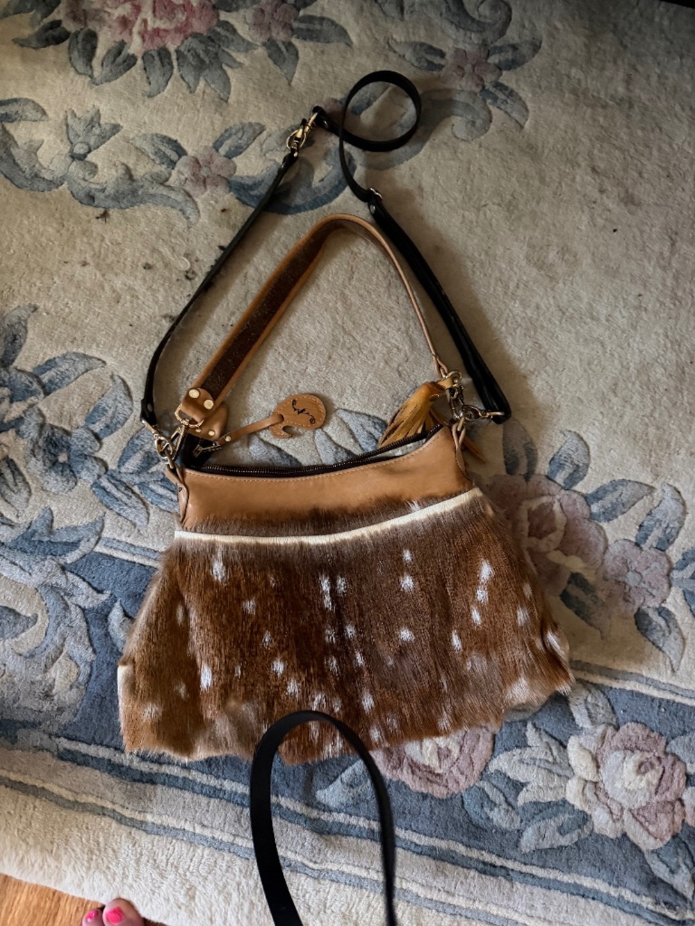 Najee Purseality axis deer skin leather handbag. Bought at a art fair